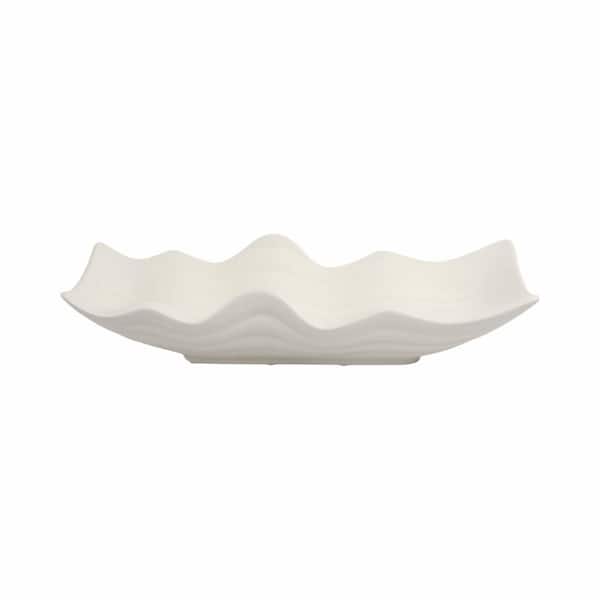 Beige 20 in. Porcelain Decorative Wavy Abstract Oversized Decorative Tray