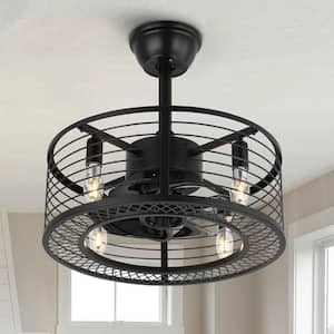ANTOINE 17 in. Black Ceiling Fan Caged 
