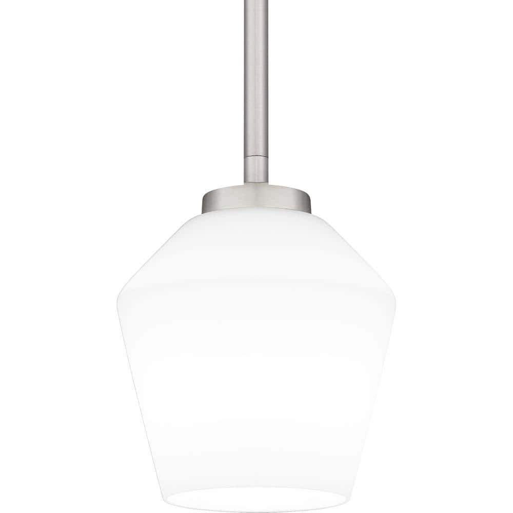 Nielson Brushed Nickel Mini Pendant Lamp with Milk Glass Shade