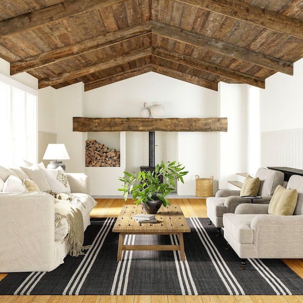 Hawthorn Striped Wool Charcoal 5 ft. x 8 ft. Indoor/Outdoor Patio Area Rug