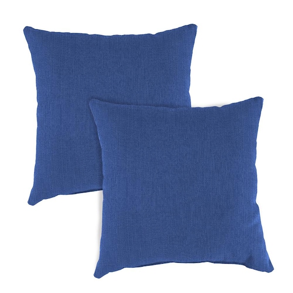 Jordan Manufacturing 18 in. L x 18 in. W x 4 in. T Square Outdoor Throw Pillow in Elwood Heather Blue (2-Pack)