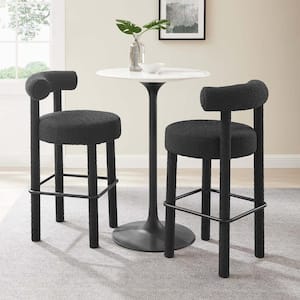 Toulouse 30 in. in Black Black Wood Boucle Fabric Bar Stool - Set of 2