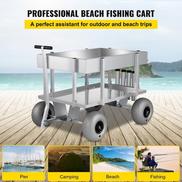 Outdoor Fishing Rolling Wheel Wagon,Beach Fishing Cart,Pier and