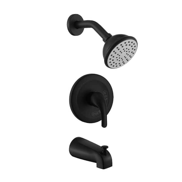 Lukvuzo Single Handle 5-Spray Shower Faucet 1.8 GPM with 360° Swivel in. Matte Black Wallmount Mode Water Pressure Balance