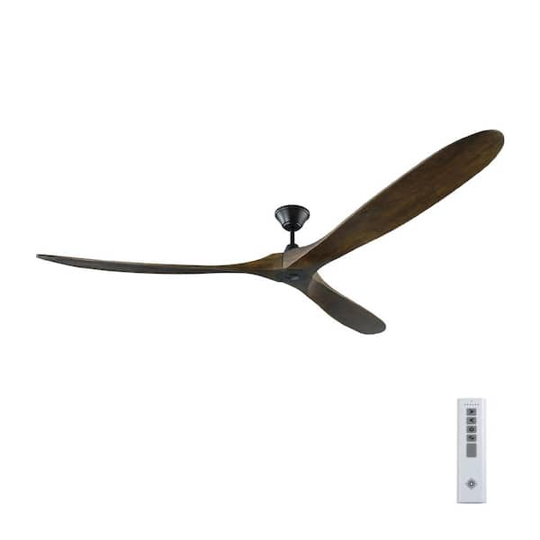 Maverick Super Max 88 in. Modern Indoor/Outdoor Black Ceiling Fan with Dark Walnut Balsa Blades and Remote Control