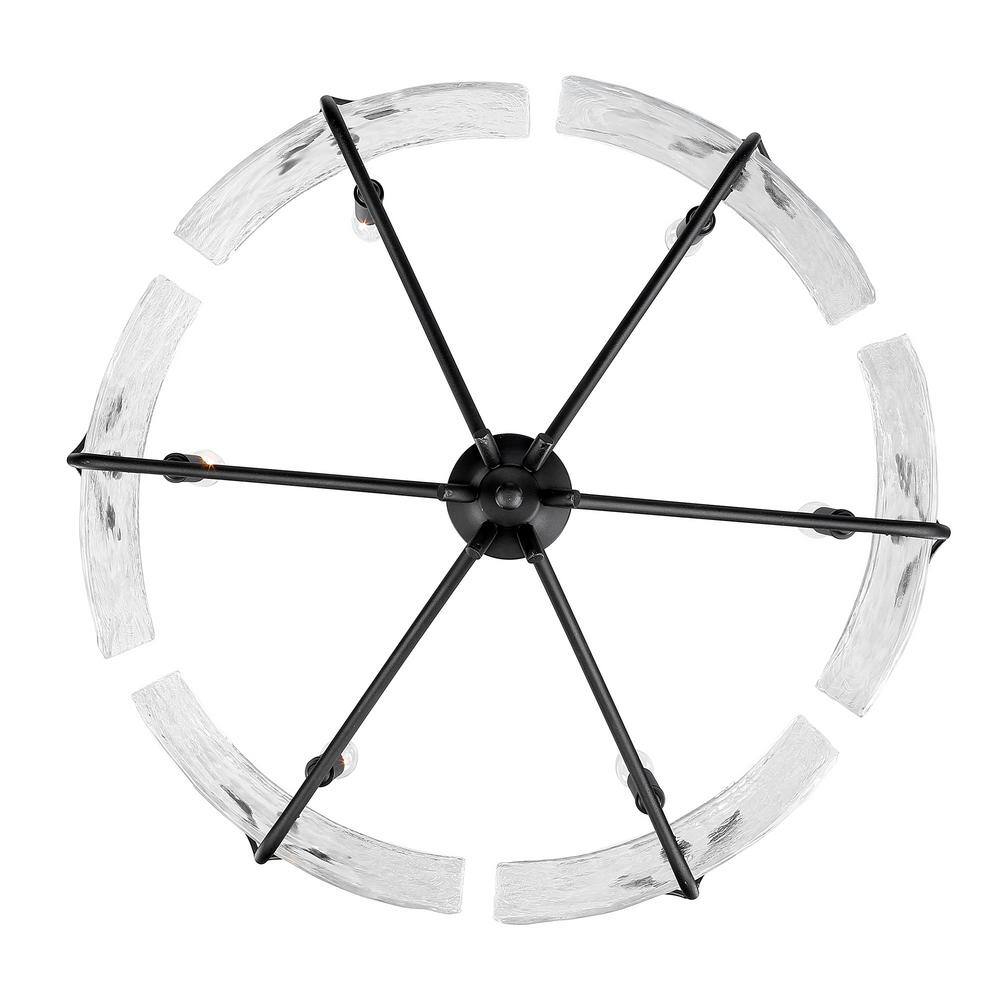 Calla Black Steel Drum Chandelier with Hammered Glass