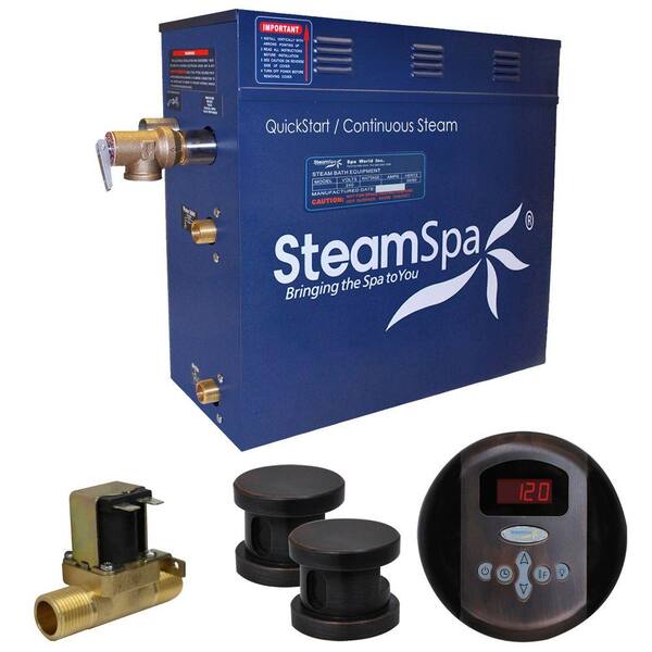SteamSpa Oasis 10.5kW QuickStart Steam Bath Generator Package with Built-In Auto Drain in Oil Rubbed Bronze