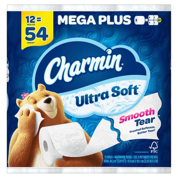 Charmin Ultra-Soft Smooth Tear Toilet Paper Rolls (12 Mega Plus Rolls)