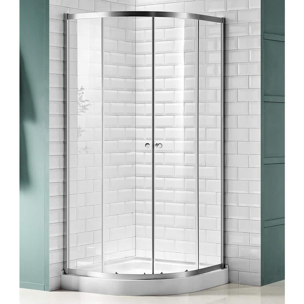 Mare 35 in. x 76 in. Framed Corner Sliding Shower Enclosure with TSUNAMI GU