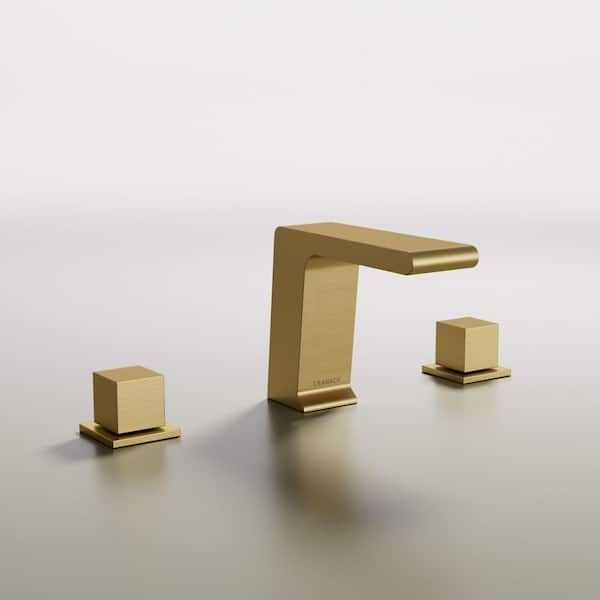 FARNE 8 in. Widespread Double Handles Bathroom Faucet in Brushed Gold Valve Included (1-Pack)