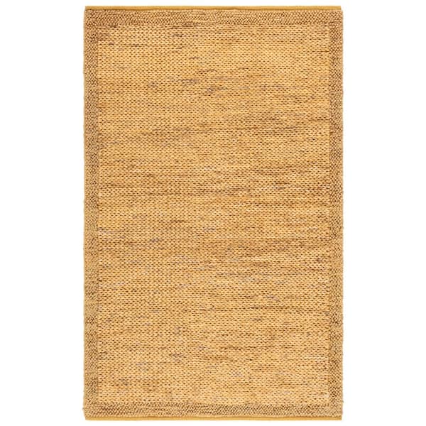 Natural Fiber 4 ft. x 6 ft. Gold Two-Tone Solid Border Area Rug