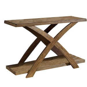 48 in. Oak Standard Rectangle Wood Console Table with Open Bottom Shelf