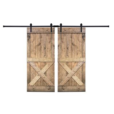 DX Series 72 in. x 84 in. 12-Panel Dark Walnut Painted Wood Sliding Door