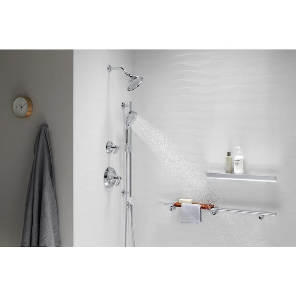 Bancroft 3-Spray 5.2 in. Triple Wall Mount Handheld Shower Head in Polished Chrome