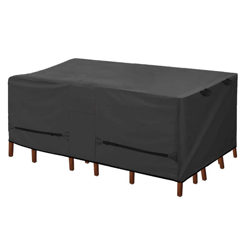 Black 96 in. x 48 in. x 28 in. Patio Table Cover, Waterproof Outdoor Dining Table Chairs Furniture Set Cover Rectangular price history on PriceWatchPro