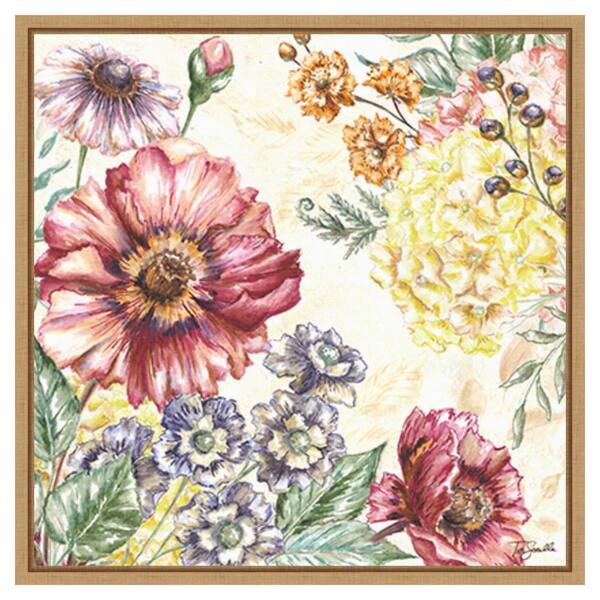 Amanti Art Wildflower Medley I by Tre Sorelle Studios 22 in. W x 22 in. H Canvas Float Frame in Brown