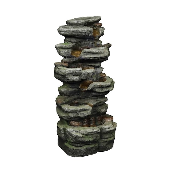 TIRAMISUBEST 30.7 in. H Outdoor Tiered Water Fountain with LED