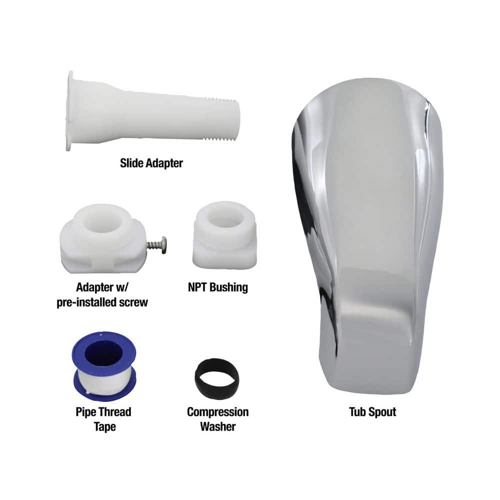 Chrome Universal Fit Tub Spout with Diverter