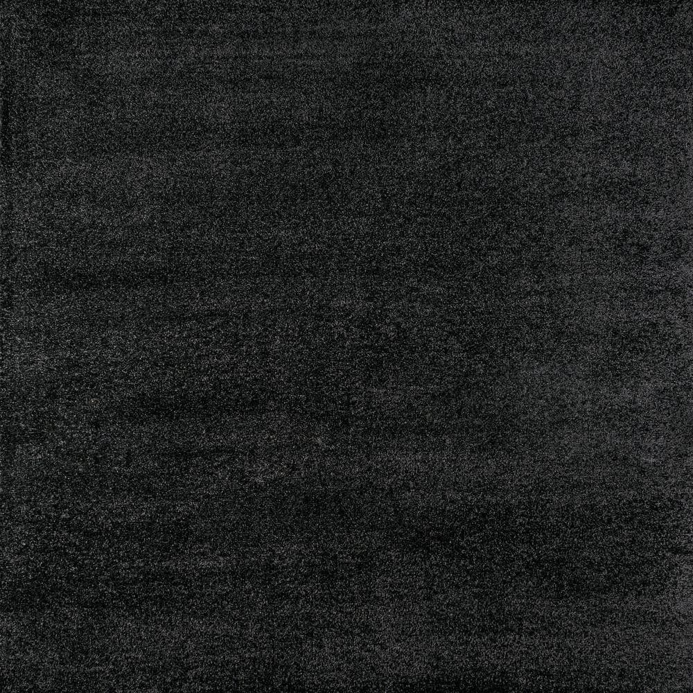 JONATHAN Y SUPERSOFT Haze Solid Low-Pile 5 x 5 (ft) Loomed Polypropylene Black Square Indoor Solid Farmhouse/Cottage Area rug