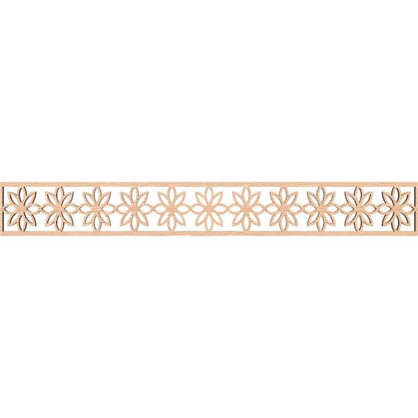 Ekena Millwork Daisy Fretwork 0.375 in. D x 46.5 in. W x 6 in. L Red Oak Wood Panel Moulding