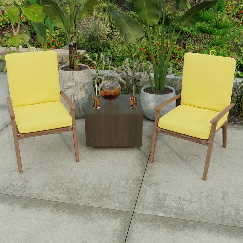 Sunray Yellow Polyester Outdoor Chair Cushion with Ties and Hanger Loop