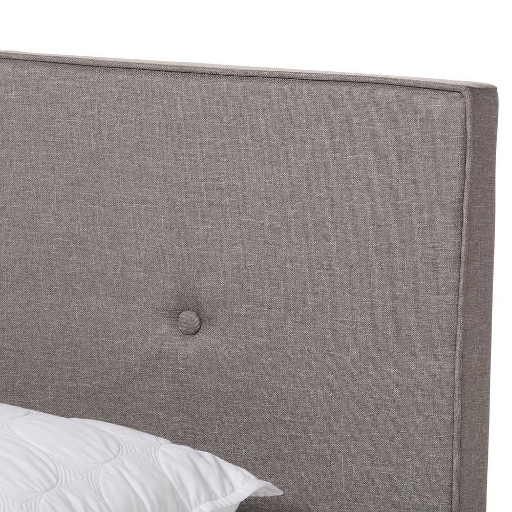 Hampton Queen-Sized Light Grey Leather Upholstered Bed with Tufted Headboard