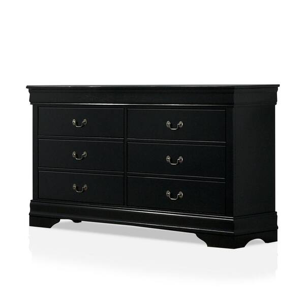 Furniture of America Burkhart Black 6 Drawer 58.38 in. W Dresser
