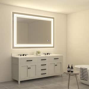 60 in. W x 40 in. H Large Rectangular Frameless Anti-Fog LED Lighted Wall Bathroom Vanity Mirror