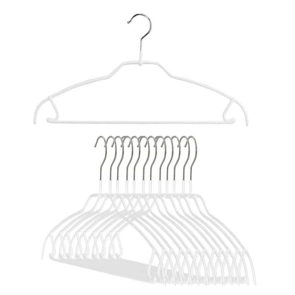 Mawa, 42ftu Silhouette Space-Saving Anti-Slip Steel Clothing Hanger, Set Of 12, White
