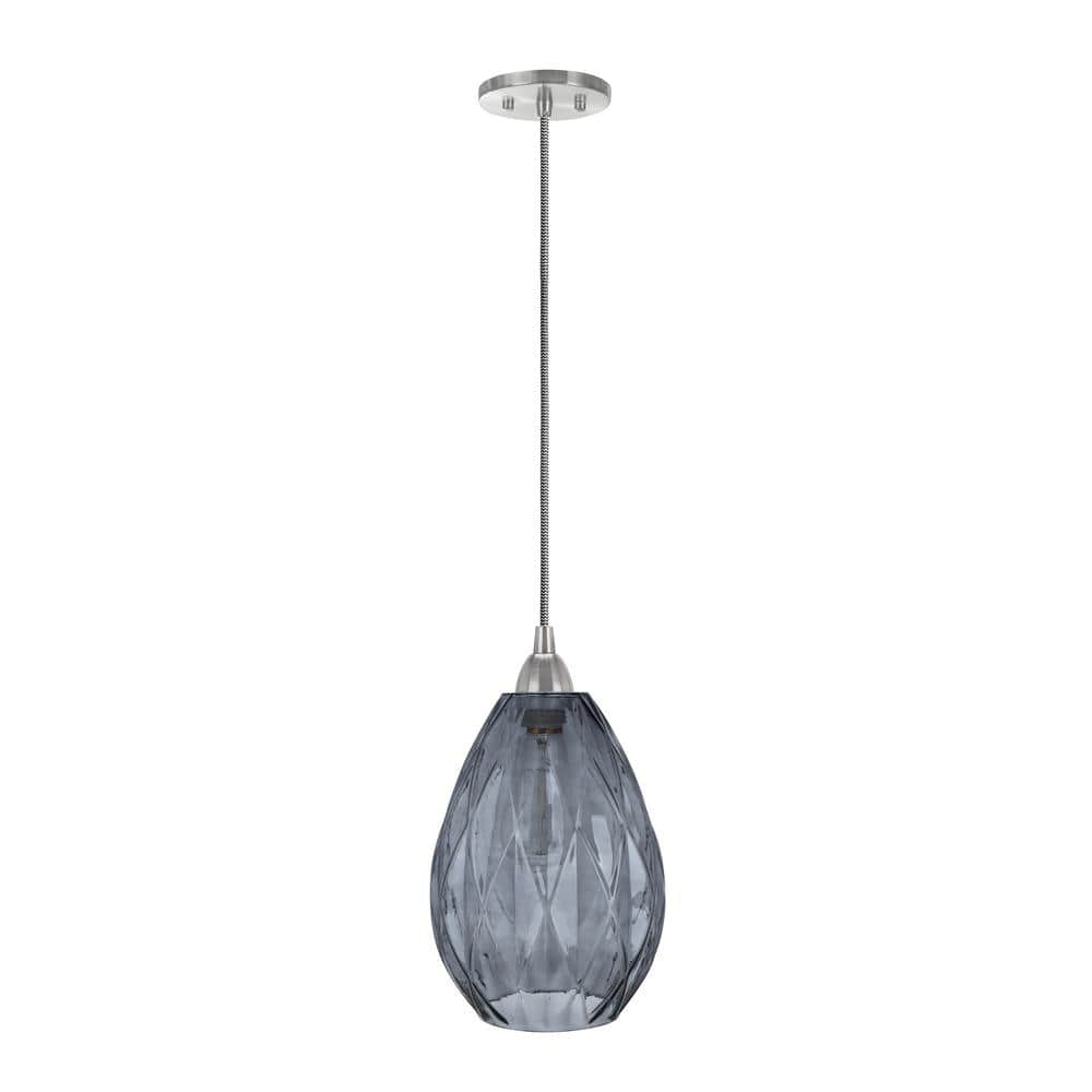 Satin Nickel Mini Drum Glass LED Pendant Light