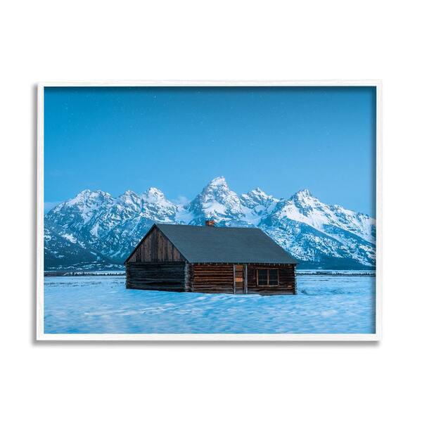 Stupell Industries Log Cabin Mountain View by Jared Kreiss 1-Piece Framed Graphic Print Nature Poster Art Print 30 in. x 24 in.