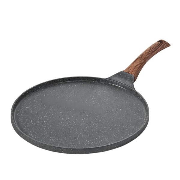 10 in. Granite Nonstick Crepe Pans with Swiss Granite Coating for Dosa, Pancake, Flat Skillet, Tawa, Griddle Cooking