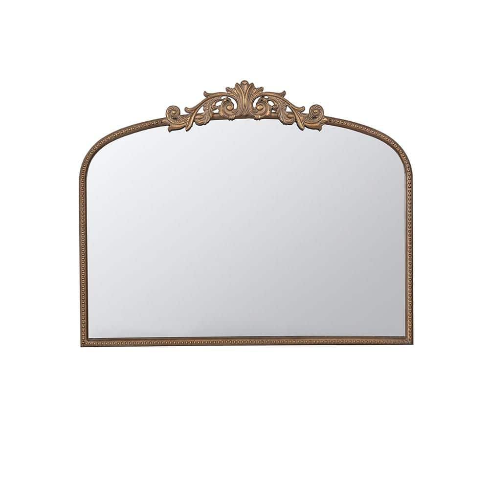 Gold 40 in W x 31.5 in. H Art Deco Arch Glass Framed Mirror Wall Mirror Wal