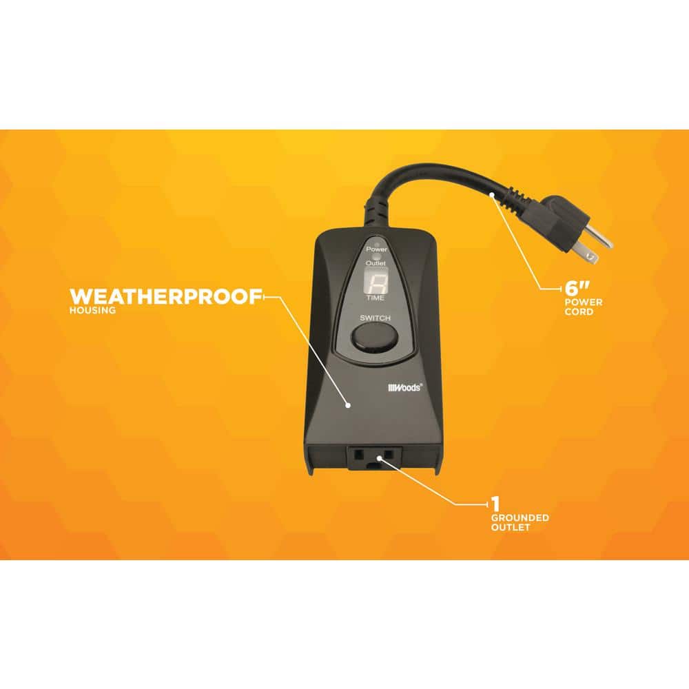 Woods Black 24-Hour Digital Photocell Timer