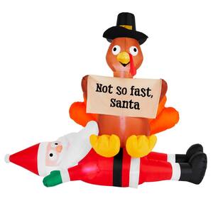 5 ft. LED Turkey Not So Fast Santa Inflatable