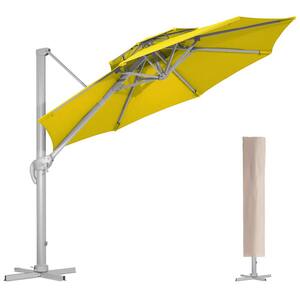 10 ft. Aluminum Cantilever Umbrella With Cover in Yellow