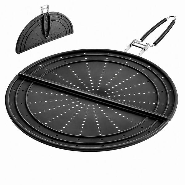 13 in Foldable Silicone Splatter Screen for Frying Pan, Black, Fits 10-12 in Pans, Steam-Venting, Dishwasher Safe