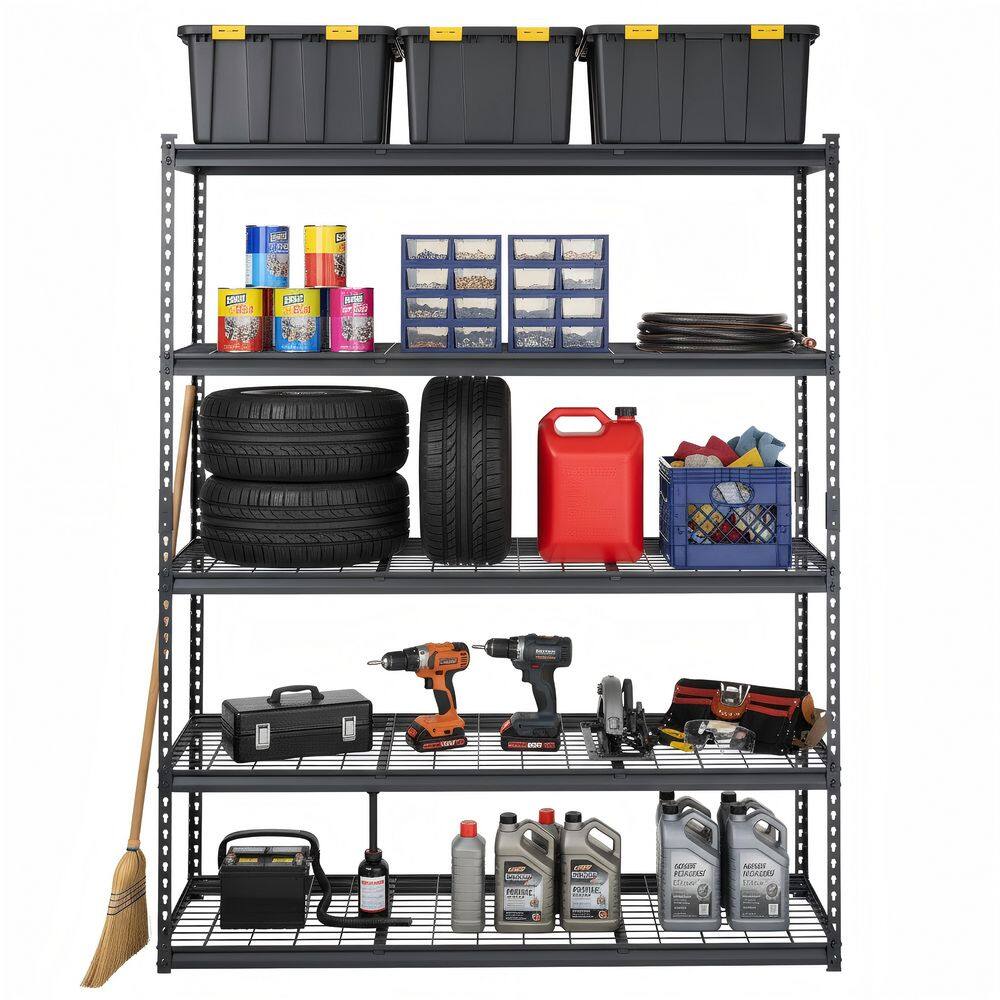 5-Tiers Heavy Duty Metal Adjustable Garage Storage Shelving Unit in Black (60 in. W x 78 in. H x 24 in. D) price history on PriceWatchPro