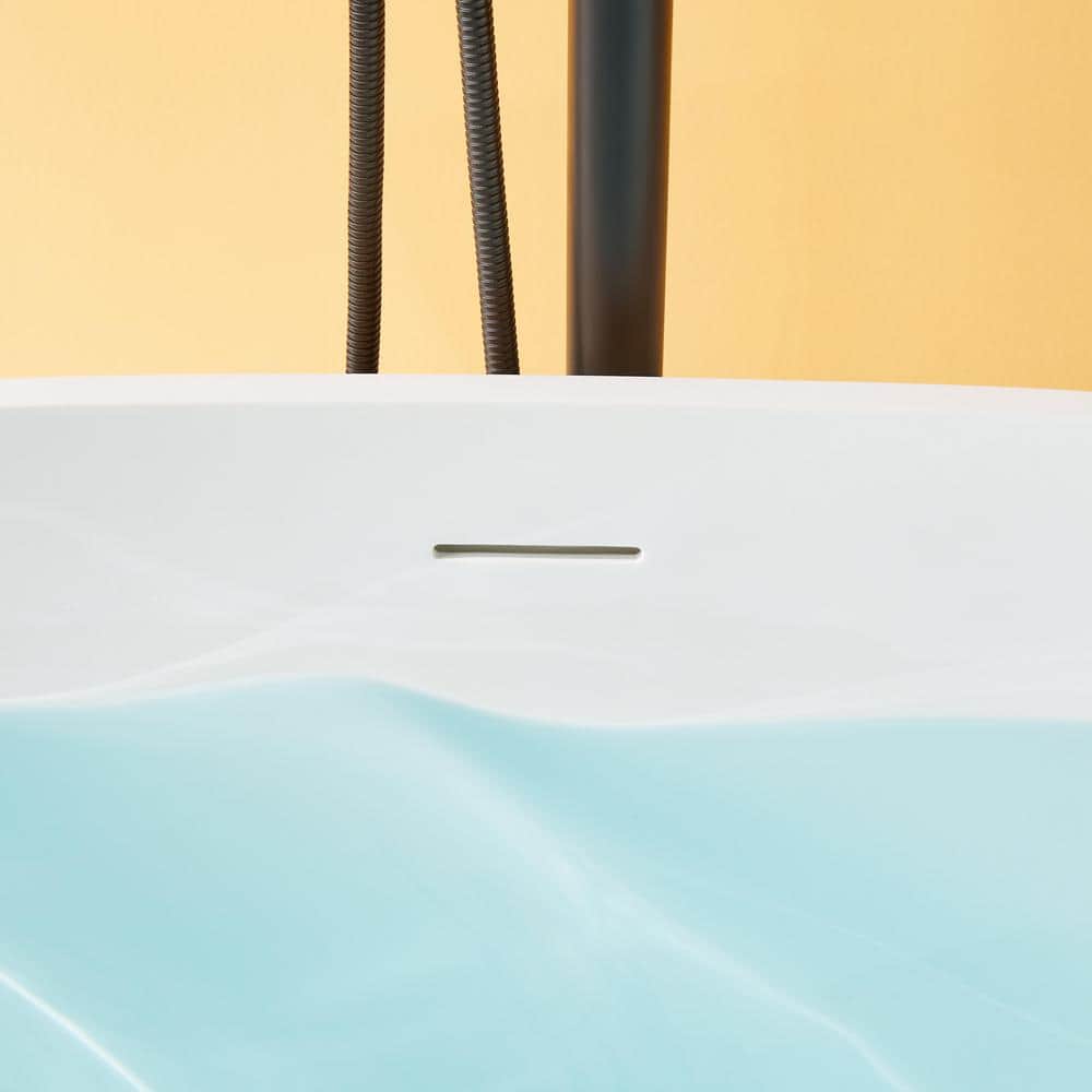 59'' Matte White Acrylic Freestanding Soaking Bathtub