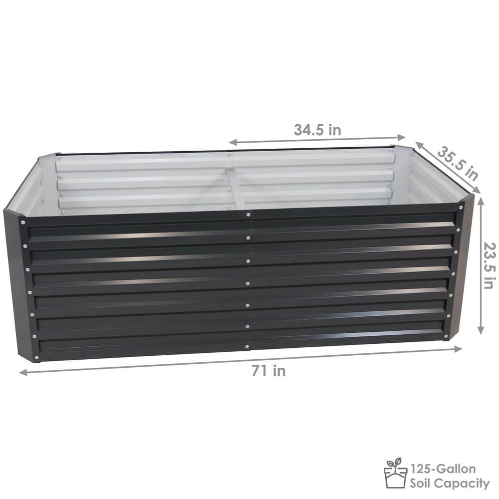 Large Dark Gray Galvalume Steel Raised Garden Bed for Outdoor Yard