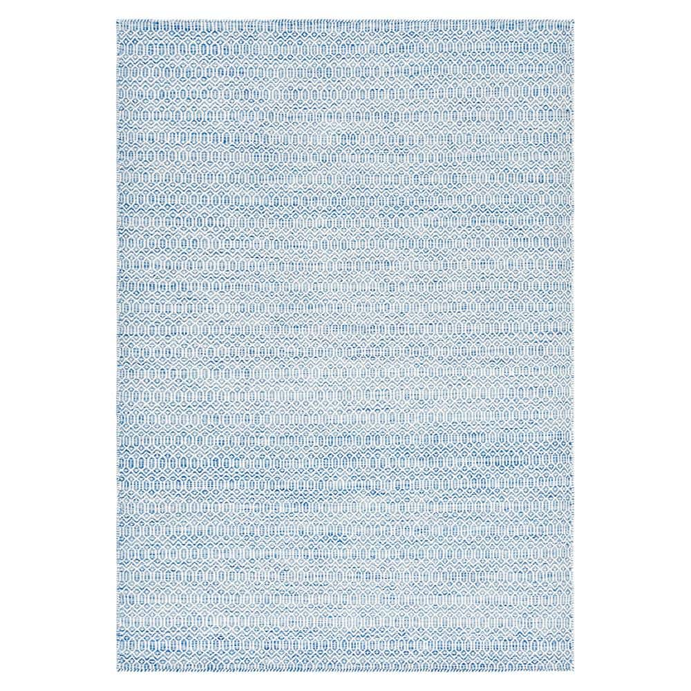 Cloud Blue Geometric Wool Flatweave Rug 6' x 9'