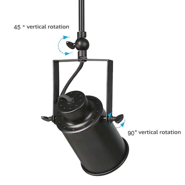 LNC Modern Industrial Black Fixed Track Lighting Kit 4-Light