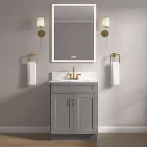 27 in. W x 21 in. D x 34.5 in. H Ready to Assemble Bath Vanity Cabinet without Top in Shaker Grey