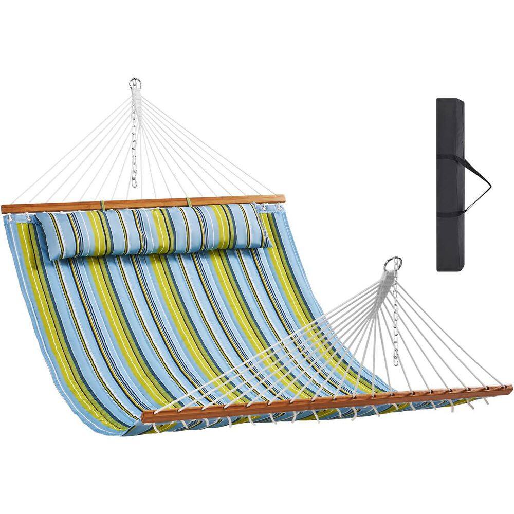 spca Quilted Fabric Hammock 12 ft. Double Hammock with Hardwood ...