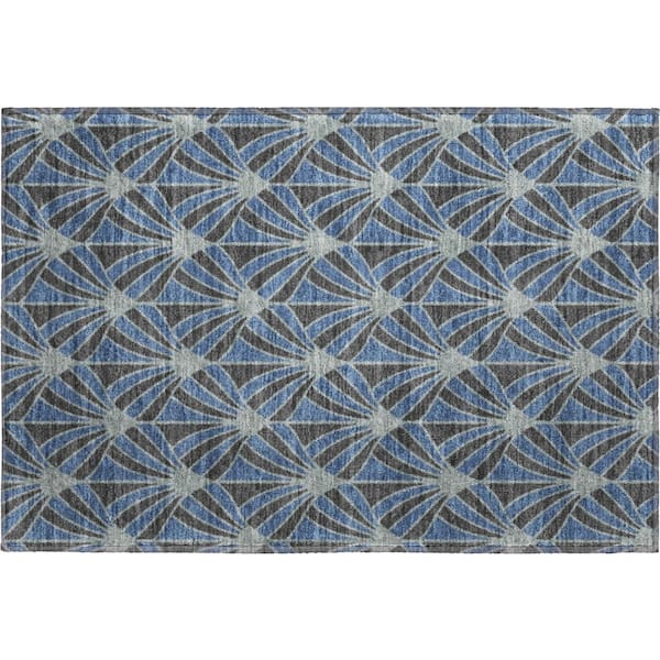 Mayfield Premium Machine Washable Abstract AMF2426 Navy 2 ft. x 3 ft. Accent Rug