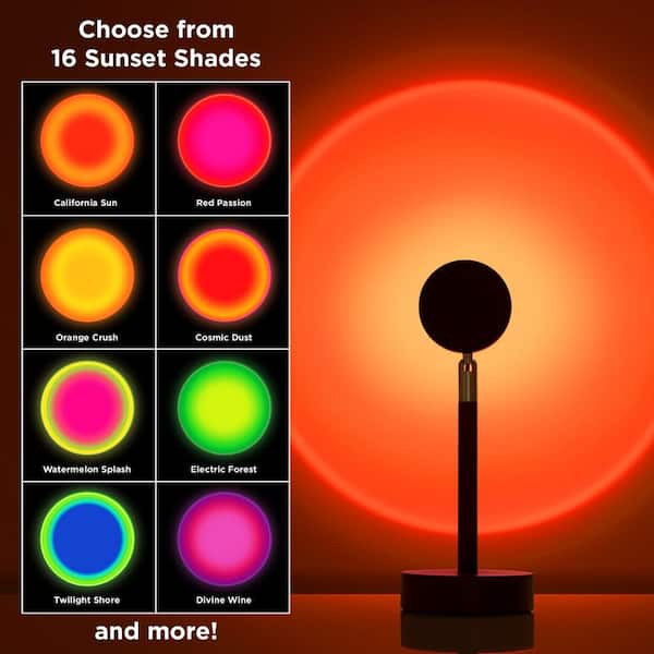 Sunset Lamp Multi-Color RGB with Remote, 16 LED Colors, Power Adapter