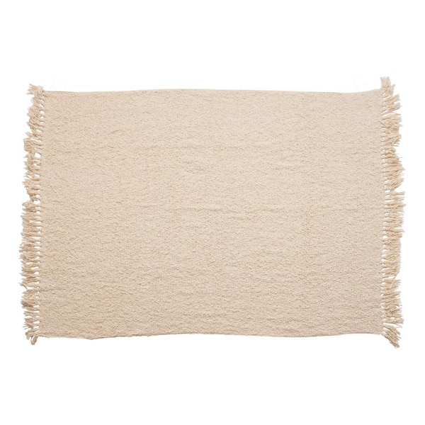 Storied Home Cream Soft Cotton Blend Boucle Throw Blanket with Fringe  DF4520 - The Home Depot