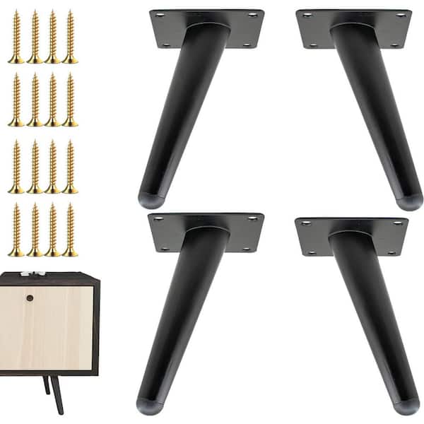 Angel Sar 6 in. Furniture Legs, Mid-Century Style Metal Replacement Legs for Chairs, Sofas, Cabinets, Tables (4-Pack)