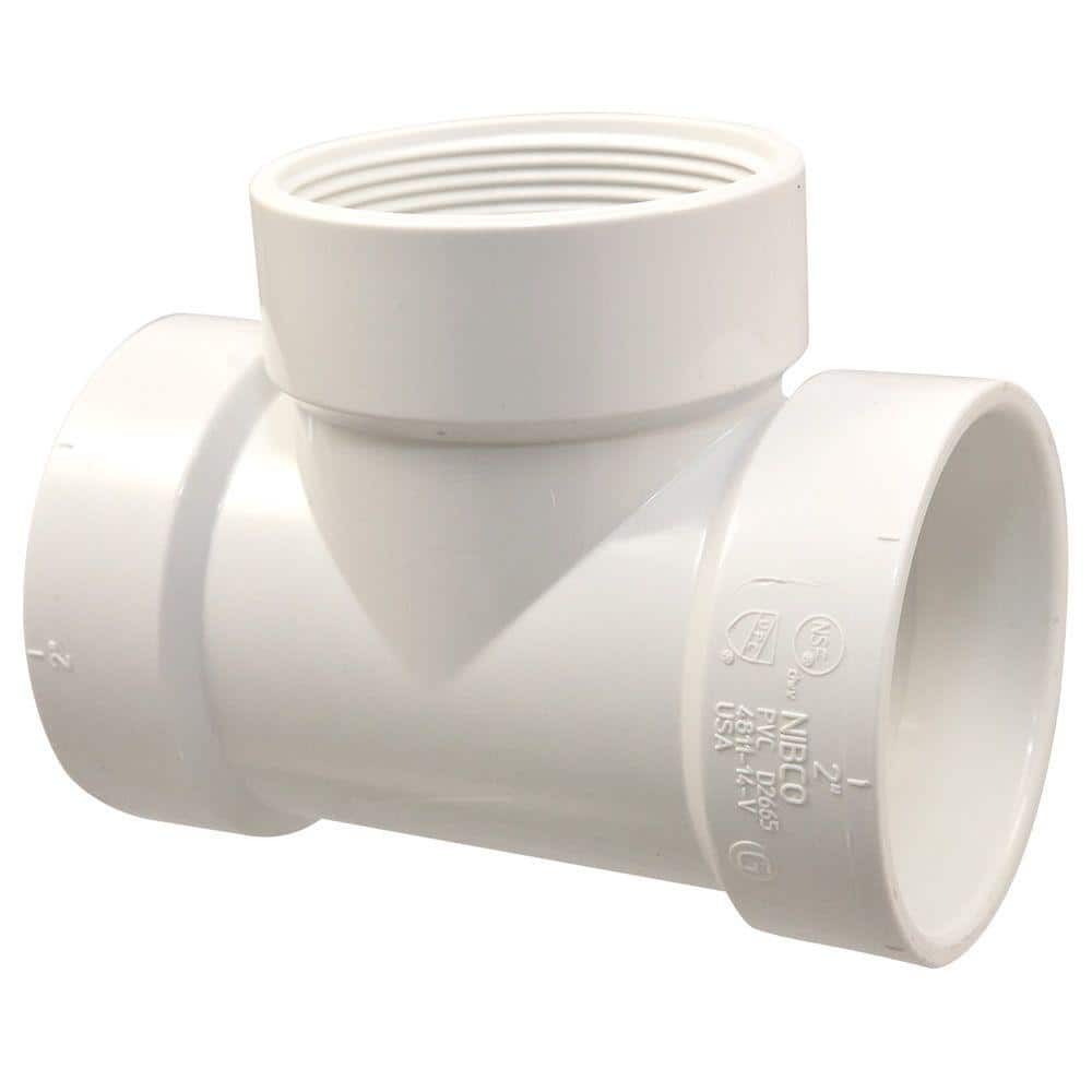 NIBCO 2 in. PVC DWV Hub x Hub x FIPT Test Tee C481114VHD2 - The