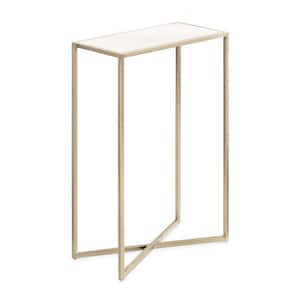Jaspur 16.00 in. Gold Rectangle Marble Contemporary End Table